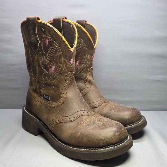 Justin Gypsy Gemma Boots Women's Size 9B Brown Shetland Buffalo Leather GY9526 - Picture 2 of 16
